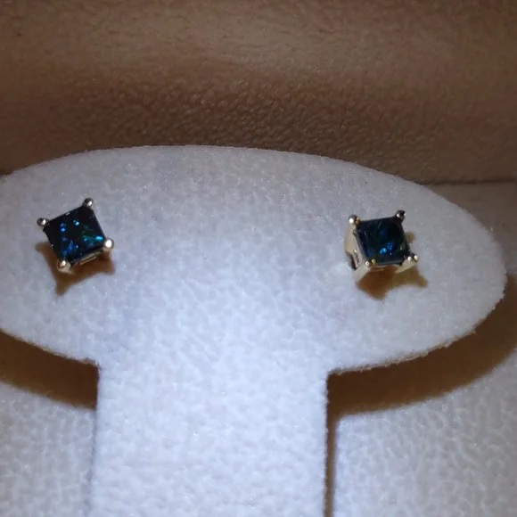 Angara 1.05 Blue Diamond Earrings W/Authenticity
